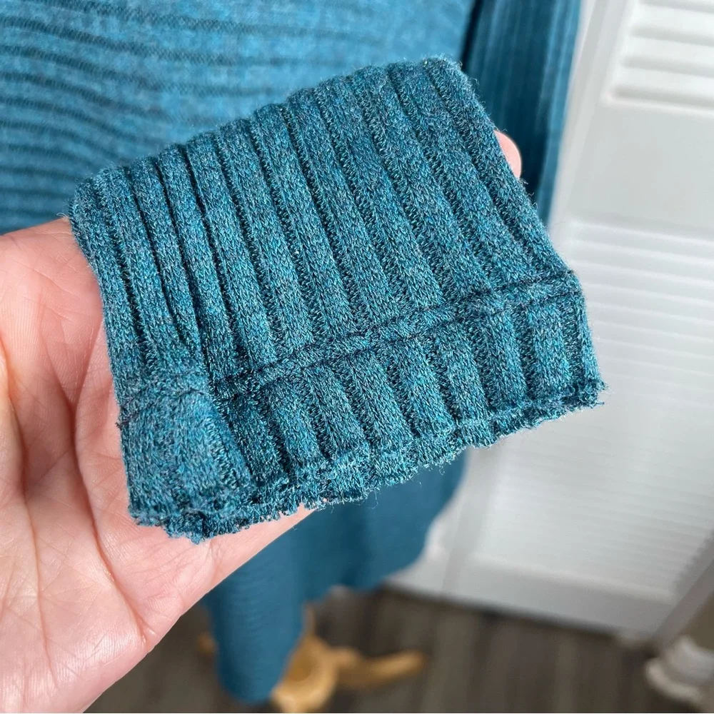 💙 Free People “We The Free” Ribbed Cowl Neck Top – Teal Heather - Picture 4 of 12